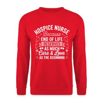 Hospizpflege Liebe bis Ende - Unisex Pullover - Rot - Vorne - Alina (178cm) & Michal (187cm)