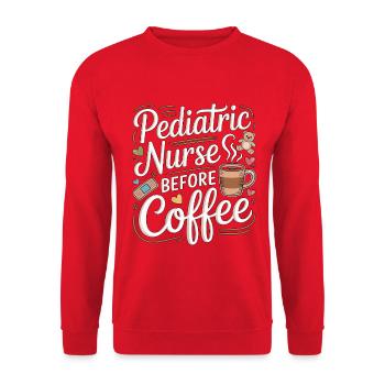 Pediatric Nurse Before Coffee Peds RN Coffee Lover - Unisex Sweatshirt - red - Front - Alina (178cm) & Michal (187cm)