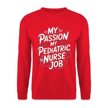 Infirmière pédiatrique Ma passion Ma Infirmerie pédiatrique - Sweat-shirt Unisexe - rouge - Devant - Alina (178cm) & Michal (187cm)