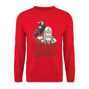 Viking Viking Legend Sailor Odin Raven Fighter - Unisex Sweatshirt - red - Front - Alina (178cm) & Michal (187cm)
