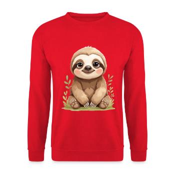 Cute Sloth Sitting - Unisex Sweatshirt - red - Front - Alina (178cm) & Michal (187cm)
