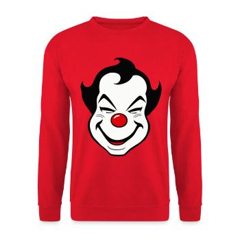 Fröhliches Clown Gesicht Karneval Fasnet Fasching - Unisex Pullover - Rot - Vorne - Alina (178cm) & Michal (187cm)