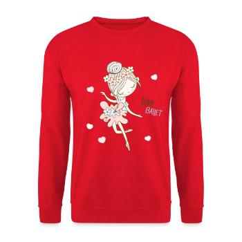 Love Ballet Süße Ballerina Illustration - Unisex Pullover - Rot - Vorne - Alina (178cm) & Michal (187cm)