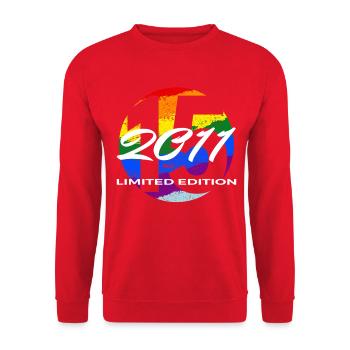 15. Geburtstag 2011 Jungen und Mädchen Geschenk - Unisex Pullover - Rot - Vorne - Alina (178cm) & Michal (187cm)
