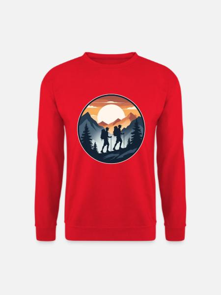 Sunset Hiker Round Logo - Unisex Sweatshirt - red