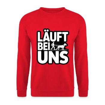 Courses avec nous – Design de promenade drôle pour chiens - Sweat-shirt Unisexe - rouge - Devant - Alina (178cm) & Michal (187cm)