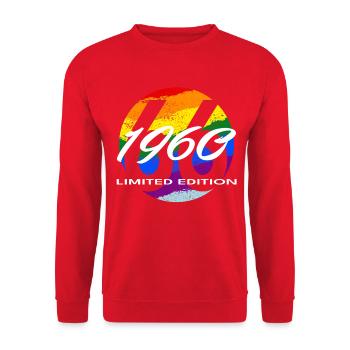 66th Birthday 1960 Gift for Men and Women - Unisex Sweatshirt - red - Front - Alina (178cm) & Michal (187cm)
