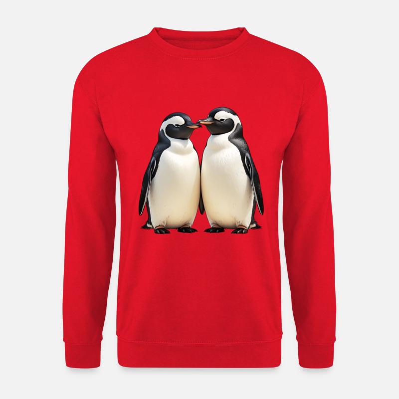 Cuddly penguin duo in view - Unisex Sweatshirt - red
