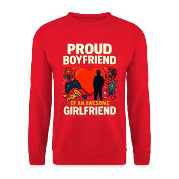 proud boyfriend girlfriend, valentinstag geschenk - Unisex Pullover - Rot - Vorne - Alina (178cm) & Michal (187cm)