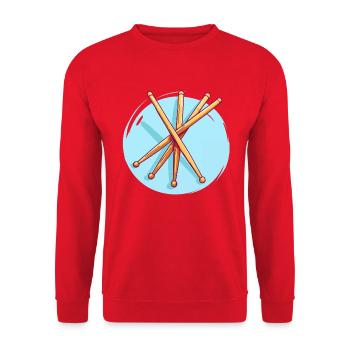 Drumsticks Zeichnung - Unisex Pullover - Rot - Vorne - Alina (178cm) & Michal (187cm)