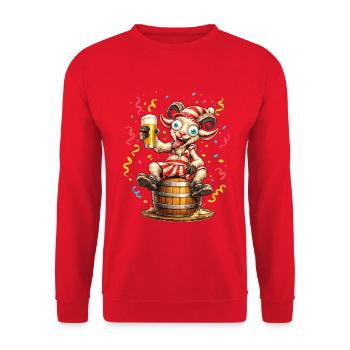 Karneval Fasching Kostüm Bock auf Bier Fass Köln  - Unisex Pullover - Rot - Vorne - Alina (178cm) & Michal (187cm)