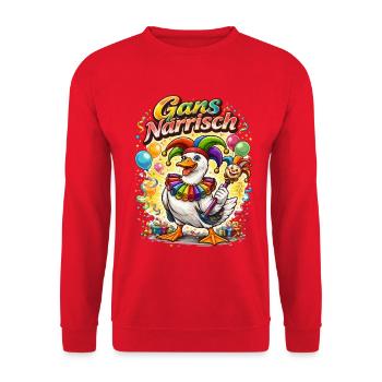 Goose Foolish – Carnival with Humor - Unisex Sweatshirt - red - Front - Alina (178cm) & Michal (187cm)