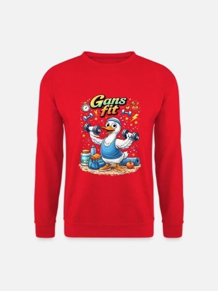 Gans Fit Kraftheld Cartoon - Unisex Pullover - Rot