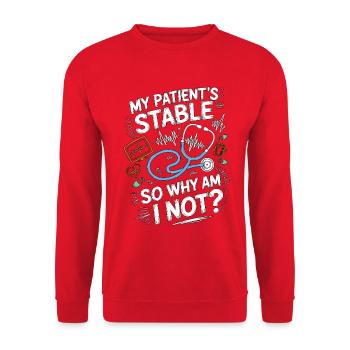 ICU Nurse My Patient's Stable Registered Nurse - Unisex Pullover - Rot - Vorne - Alina (178cm) & Michal (187cm)