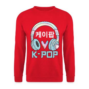 K Pop 케이팝 - Sweat-shirt Unisexe - rouge - Devant - Alina (178cm) & Michal (187cm)