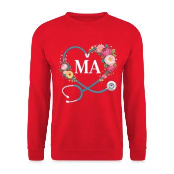 Blumenherz Stethoskop MA - Unisex Pullover - Rot - Vorne - Alina (178cm) & Michal (187cm)