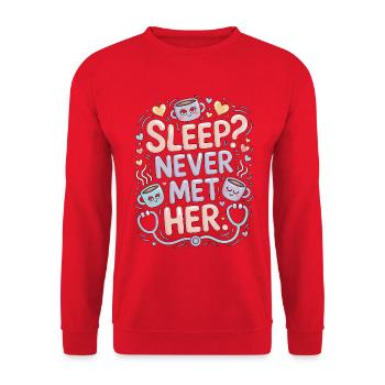 ICU Nurse Sleep Never Met Her Rapid Response Nurse - Unisex Pullover - Rot - Vorne - Alina (178cm) & Michal (187cm)