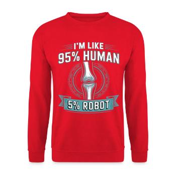 95 % humains, 5 % robots - Sweat-shirt Unisexe - rouge - Devant - Alina (178cm) & Michal (187cm)