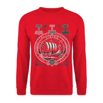 Wikinger Viking Legende Seemann Odin Rabe Kämpfer - Unisex Pullover - Rot - Vorne - Alina (178cm) & Michal (187cm)