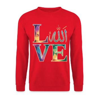 Allah Love Mosaic Geometric Art - Unisex Sweatshirt - red - Front - Alina (178cm) & Michal (187cm)