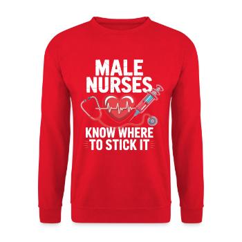 Medical Men Nursing Joke - Unisex Sweatshirt - red - Front - Alina (178cm) & Michal (187cm)