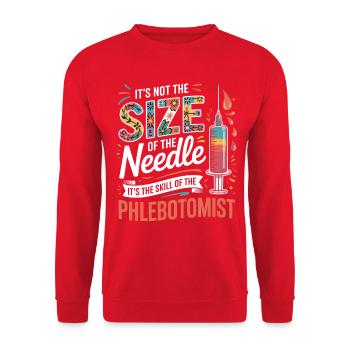 Größe zählt nicht: Phlebotomist Kunst - Unisex Pullover - Rot - Vorne - Alina (178cm) & Michal (187cm)