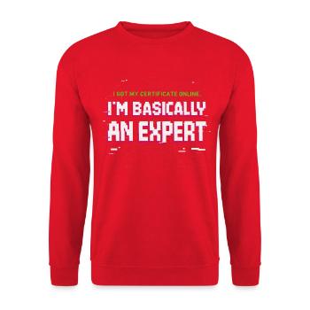 J’ai obtenu mon certificat en ligne, je suis pratiquement expert - Sweat-shirt Unisexe - rouge - Devant - Alina (178cm) & Michal (187cm)