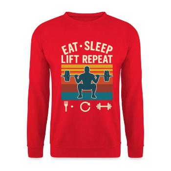 Mange S’Élever Répète | Fitness Vintage - Sweat-shirt Unisexe - rouge - Devant - Alina (178cm) & Michal (187cm)