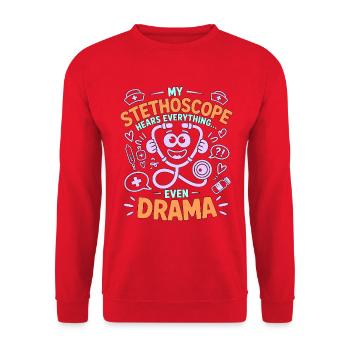 Nurse Practitioner My Stethoscope Hears Nursing - Unisex Pullover - Rot - Vorne - Alina (178cm) & Michal (187cm)