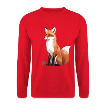 Sitzender Fuchs mit Kleeblatt - Unisex Pullover - Rot - Vorne - Alina (178cm) & Michal (187cm)