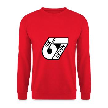 67 Six Sept - Sweat-shirt Unisexe - rouge - Devant - Alina (178cm) & Michal (187cm)