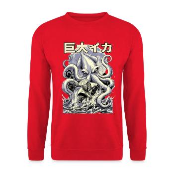 Fischer vs Kraken Japanese Retro Style - Unisex Sweatshirt - red - Front - Alina (178cm) & Michal (187cm)