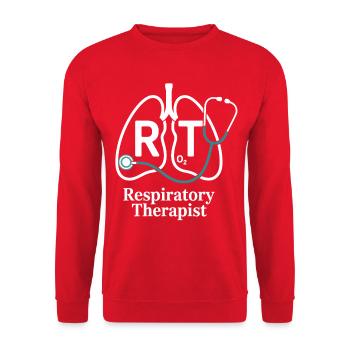 Atemtherapie RT Logo Lungenstethoskop - Unisex Pullover - Rot - Vorne - Alina (178cm) & Michal (187cm)