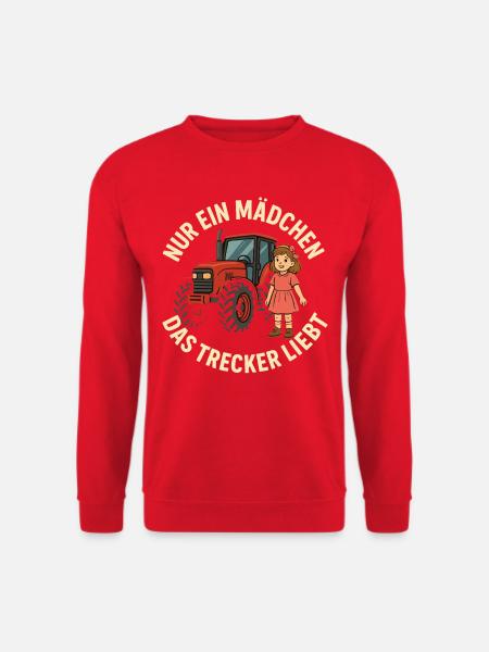 Nur ein Mädchen das Trecker liebt - Unisex Pullover - Rot