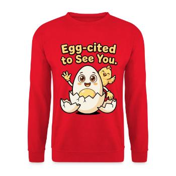 Œuf cité pour te voir drôle de poule œuf - Sweat-shirt Unisexe - rouge - Devant - Alina (178cm) & Michal (187cm)