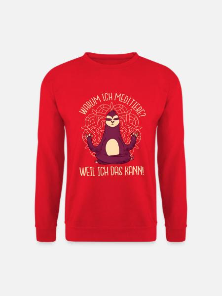 Meditierendes Faultier Yoga Spruch Meditation - Unisex Pullover - Rot