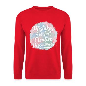 Mistakes Are Just Creative Discoveries - Unisex Pullover - Rot - Vorne - Alina (178cm) & Michal (187cm)