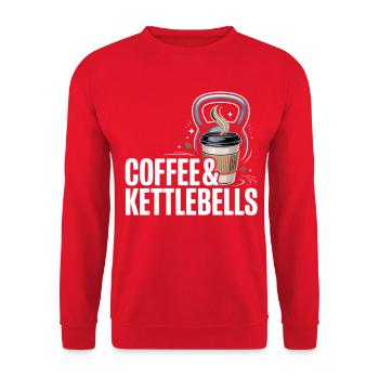 Kaffee & Kettlebells Duo - Unisex Pullover - Rot - Vorne - Alina (178cm) & Michal (187cm)