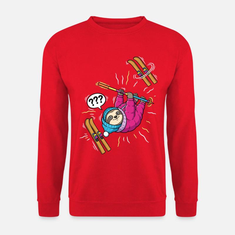 Confused sloth while skiing - Unisex Sweatshirt - red
