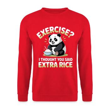 Panda Humor: Extra Reis Cartoon - Unisex Pullover - Rot - Vorne - Alina (178cm) & Michal (187cm)