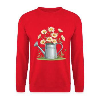 Gänseblümchen in der Gießkanne - Unisex Pullover - Rot - Vorne - Alina (178cm) & Michal (187cm)