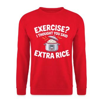 Blague sur le riz : Riz en extra - Sweat-shirt Unisexe - rouge - Devant - Alina (178cm) & Michal (187cm)