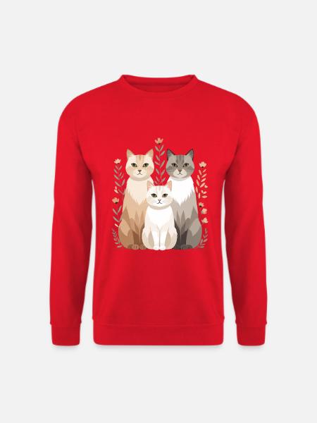 Cat family in a flower wreath - Unisex Sweatshirt - red