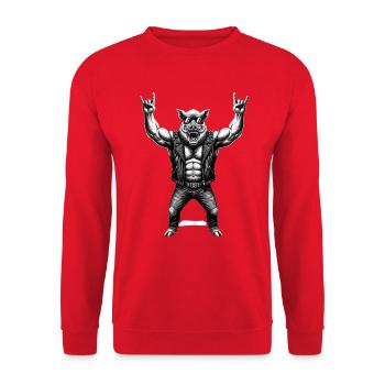 Rocker Wild Boar Metal Heavy Metal Hard Rock - Unisex Sweatshirt - red - Front - Alina (178cm) & Michal (187cm)