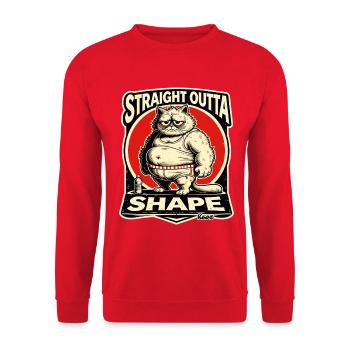 Außer Form ohne Fitness - dicke Katze - Unisex Pullover - Rot - Vorne - Alina (178cm) & Michal (187cm)