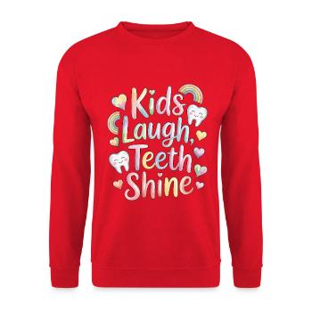Pediatric Dentist Kids Laugh Teeth Oral Health - Unisex Sweatshirt - red - Front - Alina (178cm) & Michal (187cm)