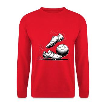 Schwarzweiß Fußball Skizze - Unisex Pullover - Rot - Vorne - Alina (178cm) & Michal (187cm)