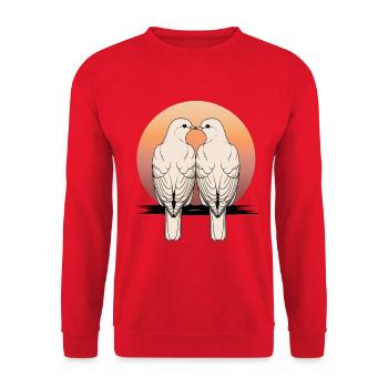 Taubenherz im Sonnenuntergang - Unisex Pullover - Rot - Vorne - Alina (178cm) & Michal (187cm)
