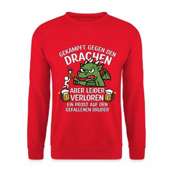 Enterrement de vie de garçon : Perdu contre le Dragon – Santé Bräutigam - Sweat-shirt Unisexe - rouge - Devant - Alina (178cm) & Michal (187cm)