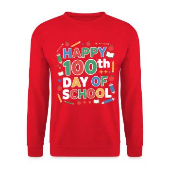Happy 100th day of school – colourful school - Unisex Sweatshirt - red - Front - Alina (178cm) & Michal (187cm)